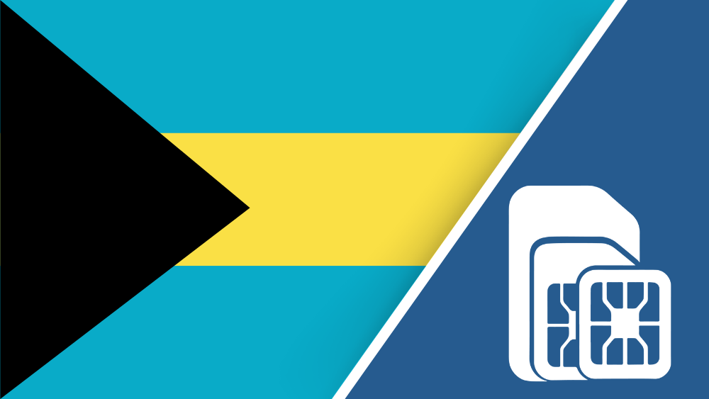 Bahamas SIM Card – Travel connectivity for Bahamas. Image featuring the Bahamas flag and a SIM card icon.