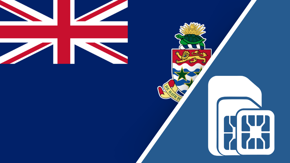 Cayman Islands SIM Card – Travel connectivity for Cayman Islands. Image featuring the Cayman Islands flag and a SIM card icon.