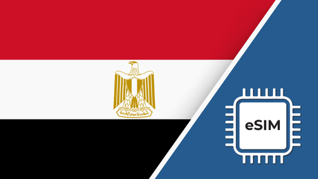Egypt eSIM – Travel connectivity for Egypt. Image featuring the Egyptian flag and an eSIM icon.