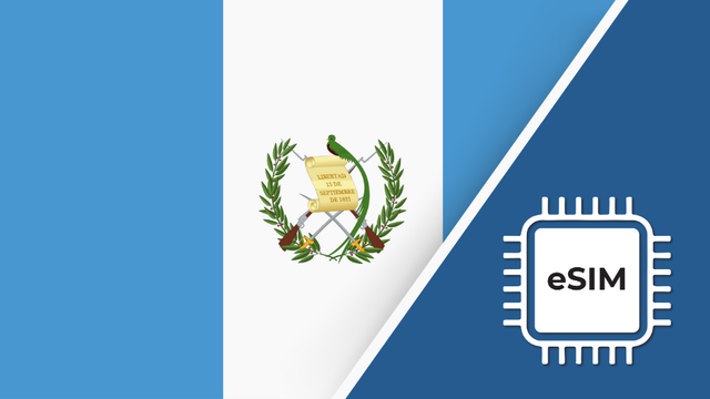 Guatemala eSIM – Travel connectivity for Guatemala. Image featuring the Guatemala flag and an eSIM icon.