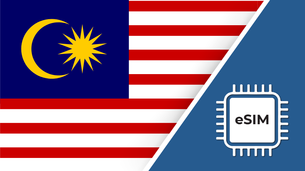 Malaysia eSIM – Travel connectivity for Malaysia. Image featuring the Malaysian flag and an eSIM icon.