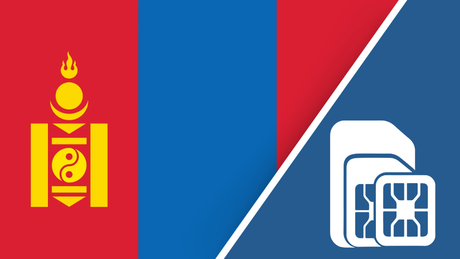 Mongolia SIM Card – Travel connectivity for Mongolia. Image featuring the Mongolia flag and a SIM card icon.