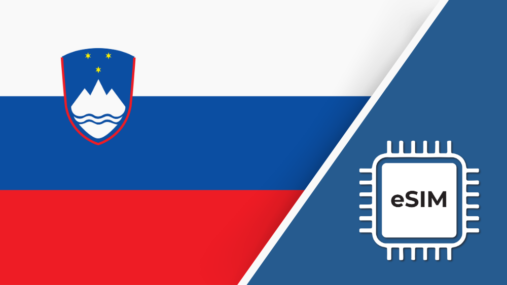 Slovenia eSIM – Travel connectivity for Slovenia. Image featuring the Slovenian flag and an eSIM icon.