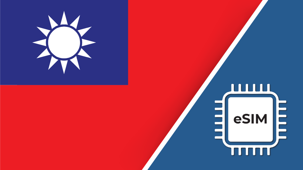Taiwan eSIM – Travel connectivity for Taiwan. Image featuring the Taiwanese flag and an eSIM icon.