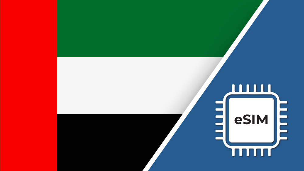 United Arab Emirates eSIM – Travel connectivity for the United Arab Emirates. Image featuring the United Arab Emirates flag and an eSIM icon.