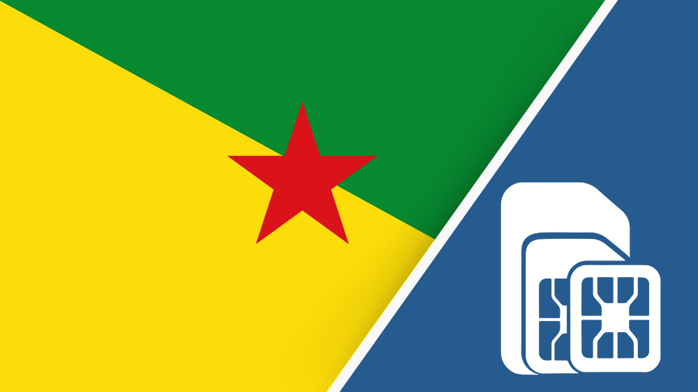 Travel connectivity for French Guiana. Image featuring the French Guiana flag and a SIM card icon.