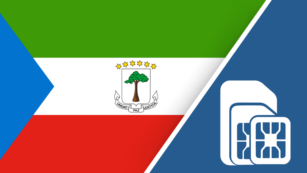 Equatorial Guinea SIM Card – Travel connectivity for Equatorial Guinea. Image featuring the Equatorial Guinea flag and a SIM card icon.