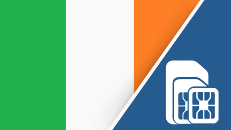 Ireland SIM Card– Travel connectivity for Ireland. Image featuring the Ireland flag and a SIM card icon.