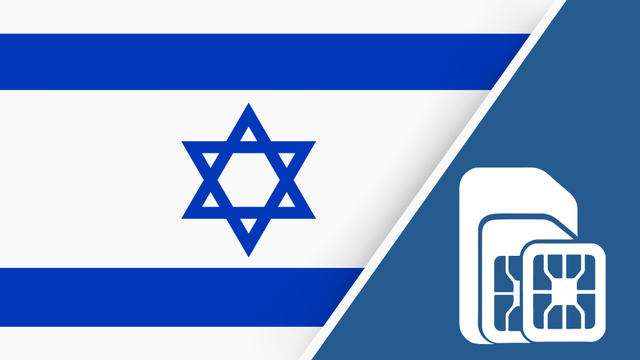 Israel SIM card – Travel connectivity for Israel. Image featuring the Israelian flag and a SIM card icon.