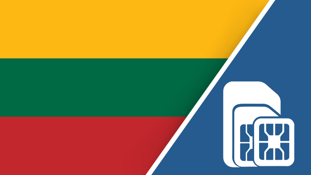 Lithuania SIM Card – Travel connectivity for Lithuania. Image featuring the Lithuania flag and a SIM card icon.