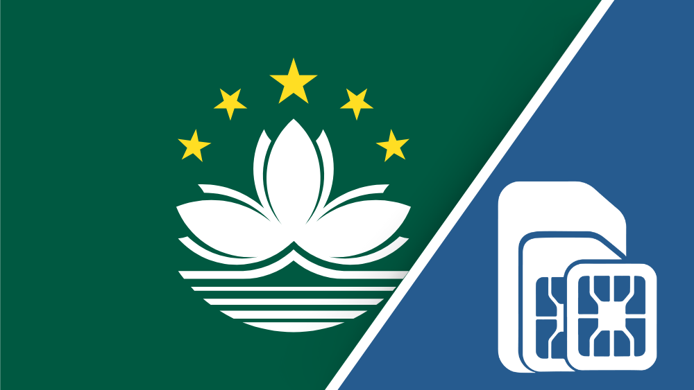 Macao SIM card – Travel connectivity for Macao. Image featuring the Macao flag and a SIM card icon.