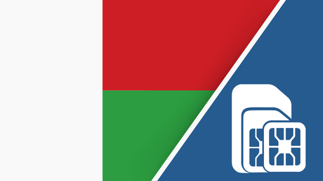 Madagascar SIM Card – Travel connectivity for Madagascar. Image featuring the Madagascar flag and a SIM card icon.