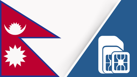 Nepal SIM Card – Travel connectivity for Nepal. Image featuring the Nepal flag and a SIM card icon.