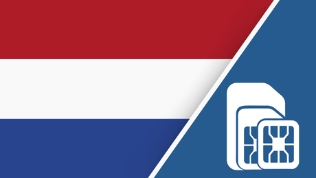 Netherlands SIM Card – Travel connectivity for Netherlands. Image featuring the Netherlands flag and a SIM card icon.