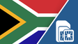 South Africa SIM Card – Travel connectivity for South Africa. Image featuring the South African flag and a SIM card icon.